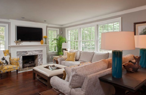 Transitional Living & Family Room Interior Design
